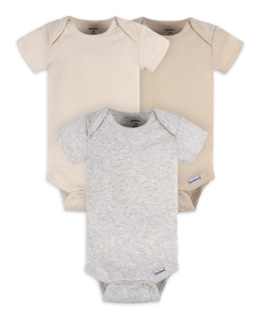 Gerber Baby Neutral Short Sleeve Onesies, 3-Pack